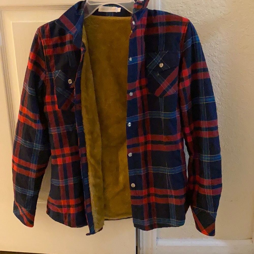 Plaid button down over shirt